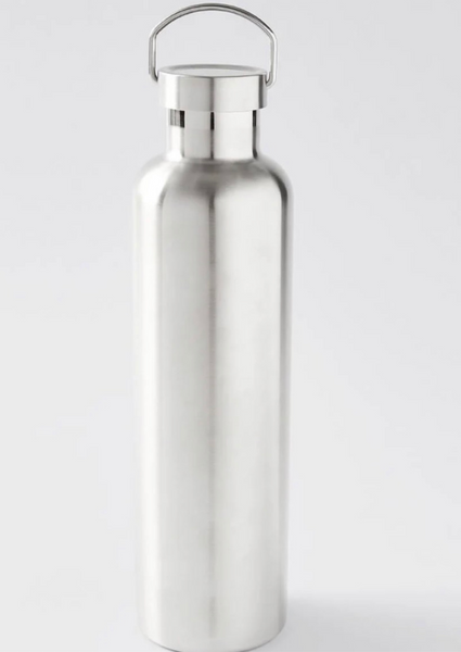 Personalised Drink Bottle - Stainless Steel Silver 1L